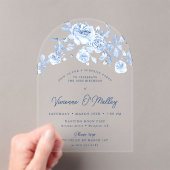 Invitations En Acrylique 18e anniversaire Surprise Party Blue Floral Arch (In situ (ordinateur de poche))