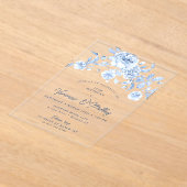 Invitations En Acrylique 19e fête d'anniversaire Dusty Blue Floral (Poser)