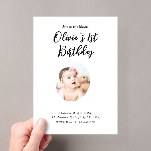 Invitations En Acrylique 1er anniversaire (In situ (ordinateur de poche))