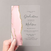 Invitations En Acrylique 2025 Blush Pink Gold Agate Gris Graduation de text (In situ (ordinateur de poche))