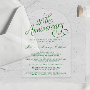 Invitations En Acrylique 20e anniversaire du Mariage émeraude