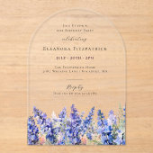 Invitations En Acrylique 21e Anniversaire Bleu Larkspur Juillet Arche Fleur (Recto)
