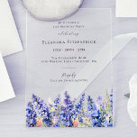 Invitations En Acrylique 21e anniversaire Bleu Larkspur Juillet Fleur de na<br><div class="desc">Créez un beau thème d'anniversaire d'été pour votre célébration de juillet autour de la Fleur de naissance - Larkspur bleu. Le larkspur est aussi connu sous le nom de Delphinium. Les invitations en acrylique transparent et transparent sont la tendance la plus chaude dans les invitations d'anniversaire cette année.</div>