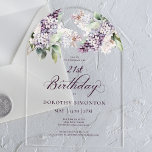 Invitations En Acrylique 21e Anniversaire de la Fleur Lilac de Printemps Vi<br><div class="desc">Des lilas mauve à l'aquarelle douce créent une jolie invitation au printemps 21 ans. La calligraphie ajoute une esthétique élégante. Il fait partie de la collection Purple Spring Lilac Flower. Il vous permet de choisir un thème puis de créer facilement une suite d'invitation unique, des panneaux d'accueil et des décorations...</div>