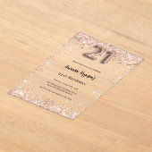 Invitations En Acrylique 21e anniversaire rose or clair fête (Poser)
