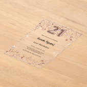 Invitations En Acrylique 21e anniversaire rose or étoiles clair fête (Poser)