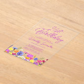 Invitations En Acrylique 21e fête d'anniversaire Purple Boho Fleur sauvage (Poser)