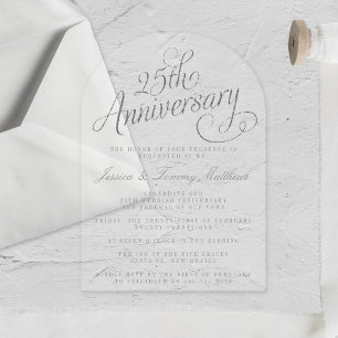 Invitations En Acrylique 25e Anniversaire de Mariage Argenté