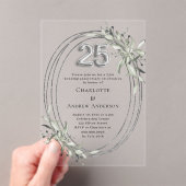 Invitations En Acrylique 25e anniversaire mariage argent vert clair (In situ (ordinateur de poche))
