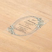 Invitations En Acrylique 25e anniversaire mariage argent vert clair (Poser)