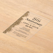 Invitations En Acrylique 25th Wedding Anniversary Gold Faux Glitter  (Poser)