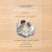 Invitations En Acrylique 25th Wedding Anniversary Heirloom-Like Celebration (Recto)