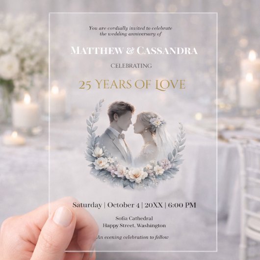 Invitations En Acrylique 25th Wedding Anniversary Heirloom-Like Celebration