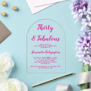 Invitations En Acrylique 30 Fantastique Anniversaire arche claire calligrap