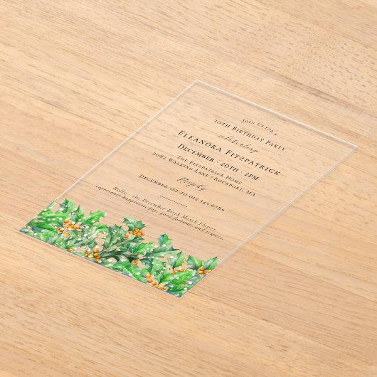 Invitations En Acrylique 30e anniversaire Décembre Mois de naissance Fleur (Poser)