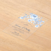 Invitations En Acrylique 30e fête d'anniversaire Dusty Blue Floral (Poser)