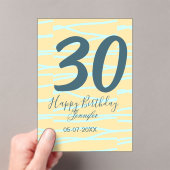 Invitations En Acrylique 30th birthday add name date year yellow blue paste (In situ (ordinateur de poche))