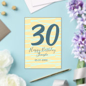 Invitations En Acrylique 30th birthday add name date year yellow blue paste (Insitu (Mariage))