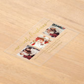 Invitations En Acrylique 3 Photo Collage Script moderne "Joyeux Noël" (Poser)