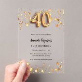 Invitations En Acrylique 40e anniversaire étoiles or clair (In situ (ordinateur de poche))