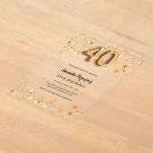 Invitations En Acrylique 40e anniversaire étoiles or clair (Poser)