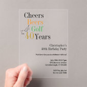 Invitations En Acrylique 40e Anniversaire Golf Cheers Bières Mini Fête (In situ (ordinateur de poche))