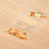 Invitations En Acrylique 40e anniversaire Jardin moderne Orange Fleurs blan (Poser)