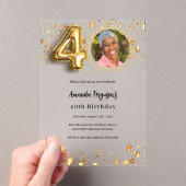 Invitations En Acrylique 40e anniversaire or photo étoiles clair (In situ (ordinateur de poche))