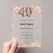 Invitations En Acrylique 40e anniversaire rose or clair fête (In situ (ordinateur de poche))
