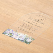 Invitations En Acrylique 40e fête d'anniversaire Rose blanche Bleu Arc flor (Poser)