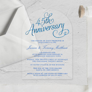 Invitations En Acrylique 45e Anniversaire de Mariage Saphir