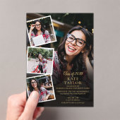 Invitations En Acrylique 4 Photo Collage Gold Graduation Party (In situ (ordinateur de poche))