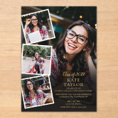 Invitations En Acrylique 4 Photo Collage Gold Graduation Party (Recto)