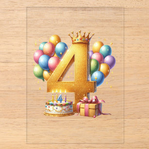 Invitations En Acrylique 4ème anniversaire doré