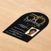 Invitations En Acrylique 50 et Fabulous Customisé photo unique Black Gold (Poser)