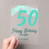 Invitations En Acrylique 50e anniversaire ajouter nom date année vert paste (In situ (ordinateur de poche))