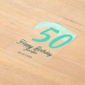 Invitations En Acrylique 50e anniversaire ajouter nom date année vert paste (Poser)