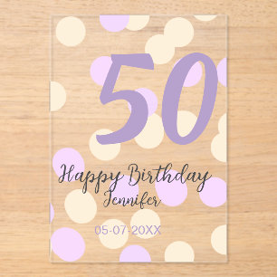 Invitations En Acrylique 50e anniversaire ajouter nom date violet orange po