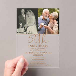 Invitations En Acrylique 50e anniversaire de mariage alors et maintenant 2