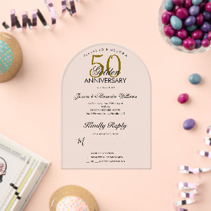 Invitations En Acrylique 50e anniversaire de Mariage d'or
