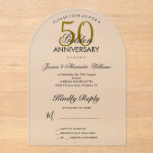 Invitations En Acrylique 50e anniversaire de Mariage d'or (Recto)