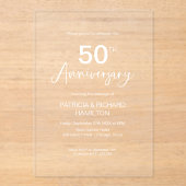 Invitations En Acrylique 50e anniversaire de Mariage élégant (Recto)
