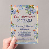 Invitations En Acrylique 50e anniversaire de Mariage floral chic (In situ (ordinateur de poche))