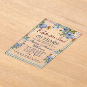 Invitations En Acrylique 50e anniversaire de Mariage floral chic (Poser)