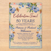 Invitations En Acrylique 50e anniversaire de Mariage floral chic (Recto)