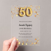 Invitations En Acrylique 50e anniversaire étoile d'or clair (In situ (ordinateur de poche))