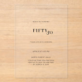 Invitations En Acrylique 50e anniversaire gras et simple (Recto)
