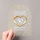 Invitations En Acrylique 50e anniversaire mariage d'or coeur (In situ (ordinateur de poche))