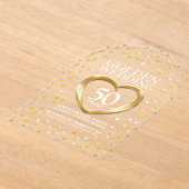 Invitations En Acrylique 50e anniversaire mariage d'or coeur (Poser)