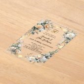 Invitations En Acrylique 50e anniversaire mariage or jaune florale clair (Poser)